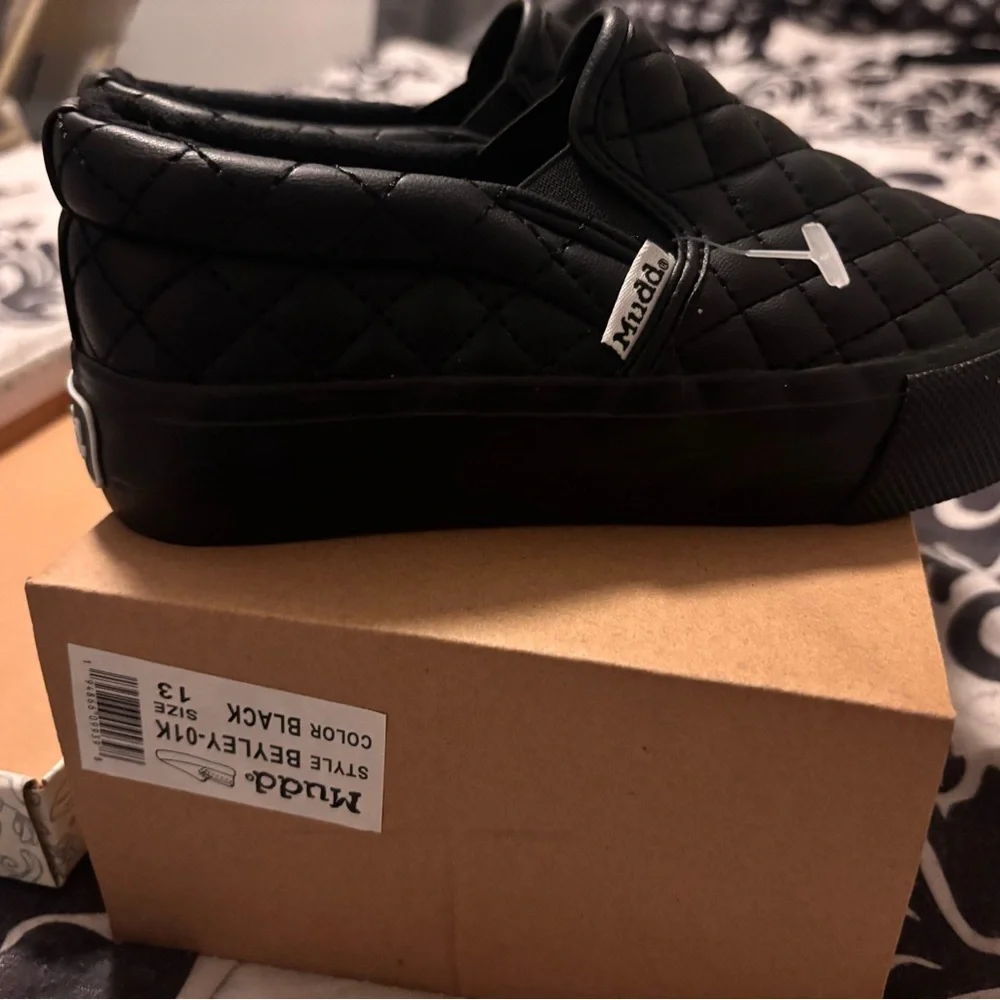 Mudd Quilted Black Kid’s Slip-On Loafers - New with Box